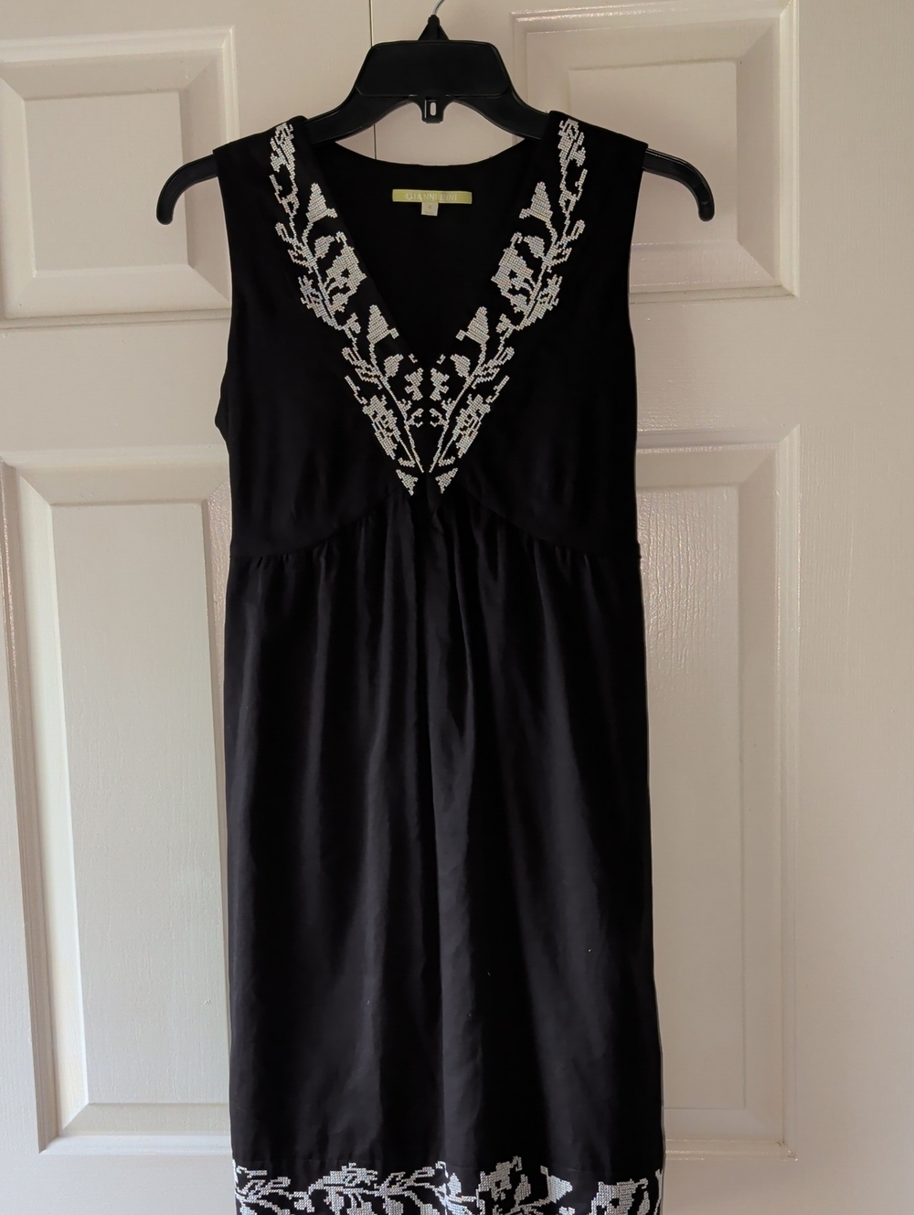 Gianni Bini Black And White Embroidered Boho Dress S 4 |  Vintage Floral Cotton